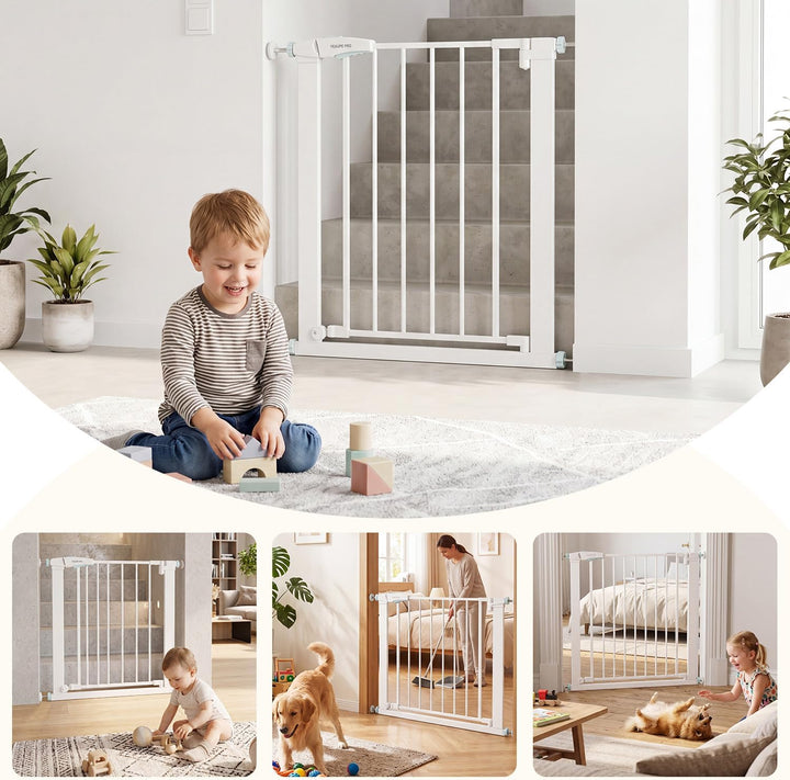 YEAUPE PRO Treppenschutzgitter Ohne Bohren, für Breiten 77-80cm, Weiss | 76 cm Hoch Türgitter baby,