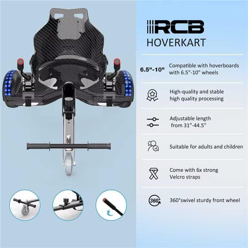 RCB Hoverboards mit Sitz Hoverkart komplett für Kinder, Skateboard mit Set, Hoverboards mit LED Lich