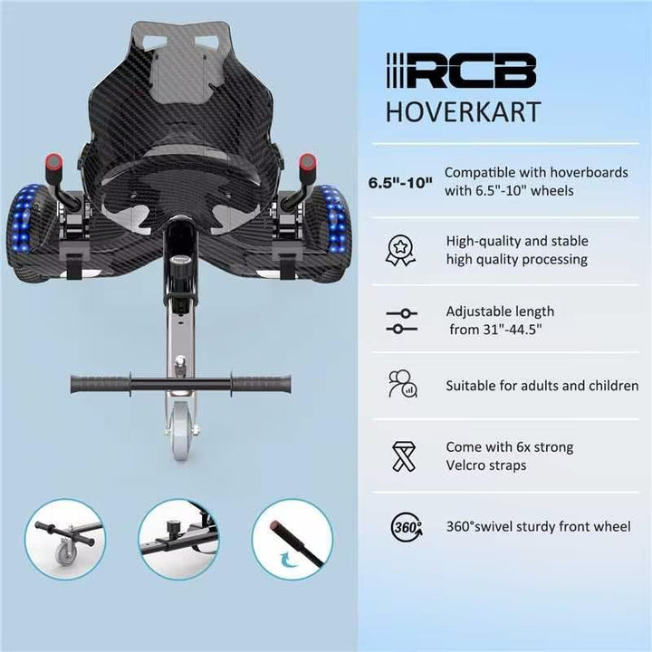 RCB Hoverboards mit Sitz Hoverkart komplett für Kinder, Skateboard mit Set, Hoverboards mit LED Lich