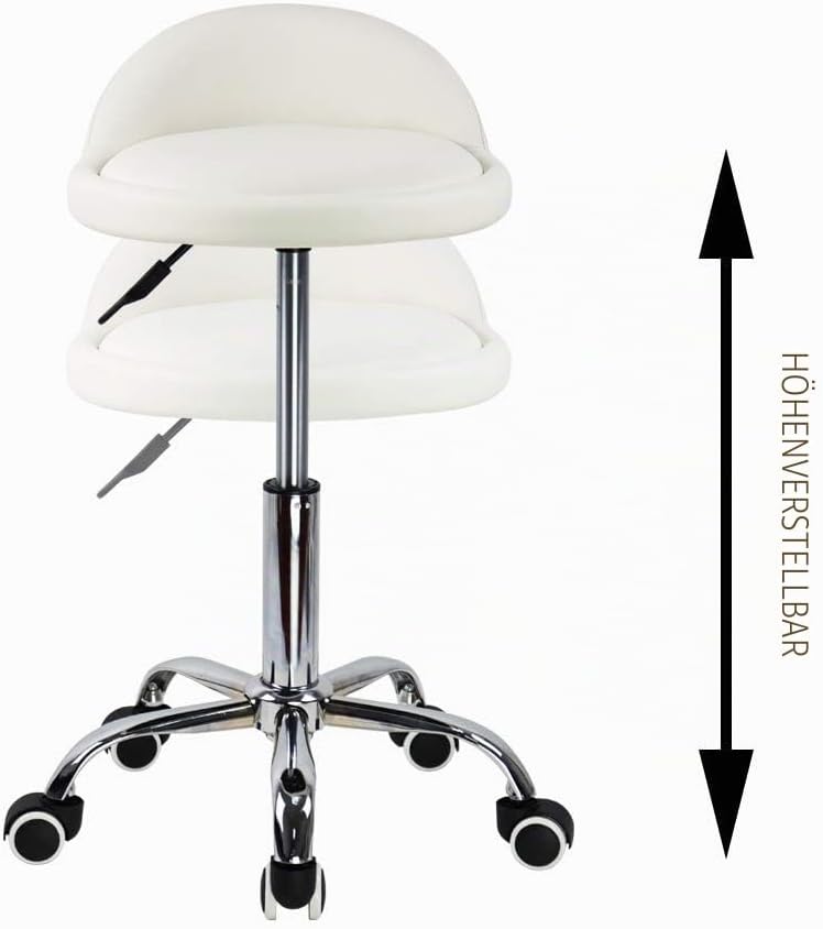 KKTONER Rollhocker mit Rückenlehne höhenverstellbar drehbar Arbeitshocker Drehhocker Rollhocker Büro