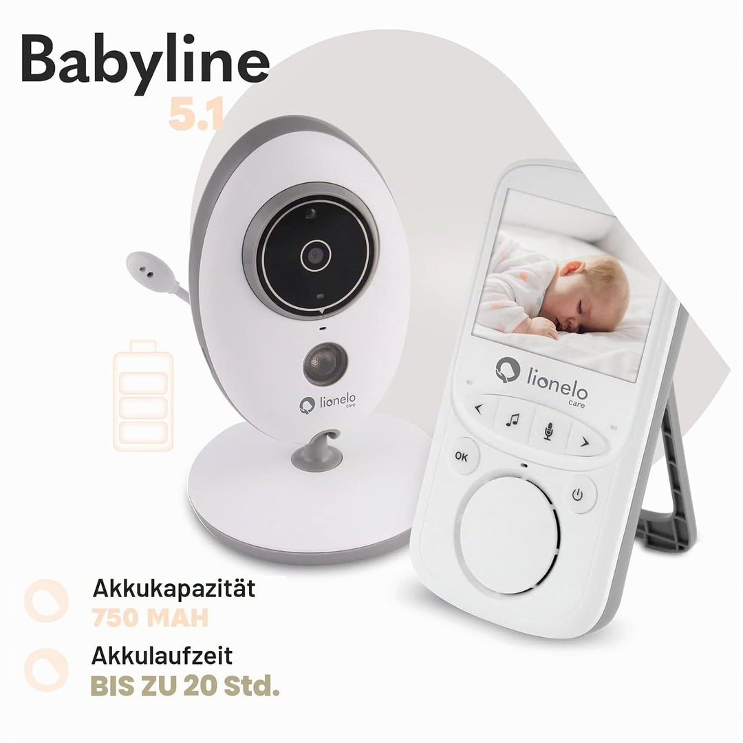LIONELO Babyline 5.1 Babyphone mit Kamera Zweiwege-Kommunikation, Reichweite von 300 Meter, Zwei Kam