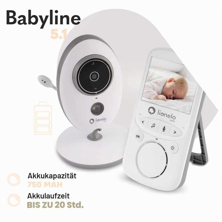 LIONELO Babyline 5.1 Babyphone mit Kamera Zweiwege-Kommunikation, Reichweite von 300 Meter, Zwei Kam