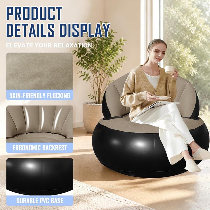 Aufblasbares Sofa, Wasserdichtes Aufblasbarer Sessel, Luftsofa mit Fusspumpe, Aufblasbare Couch mit