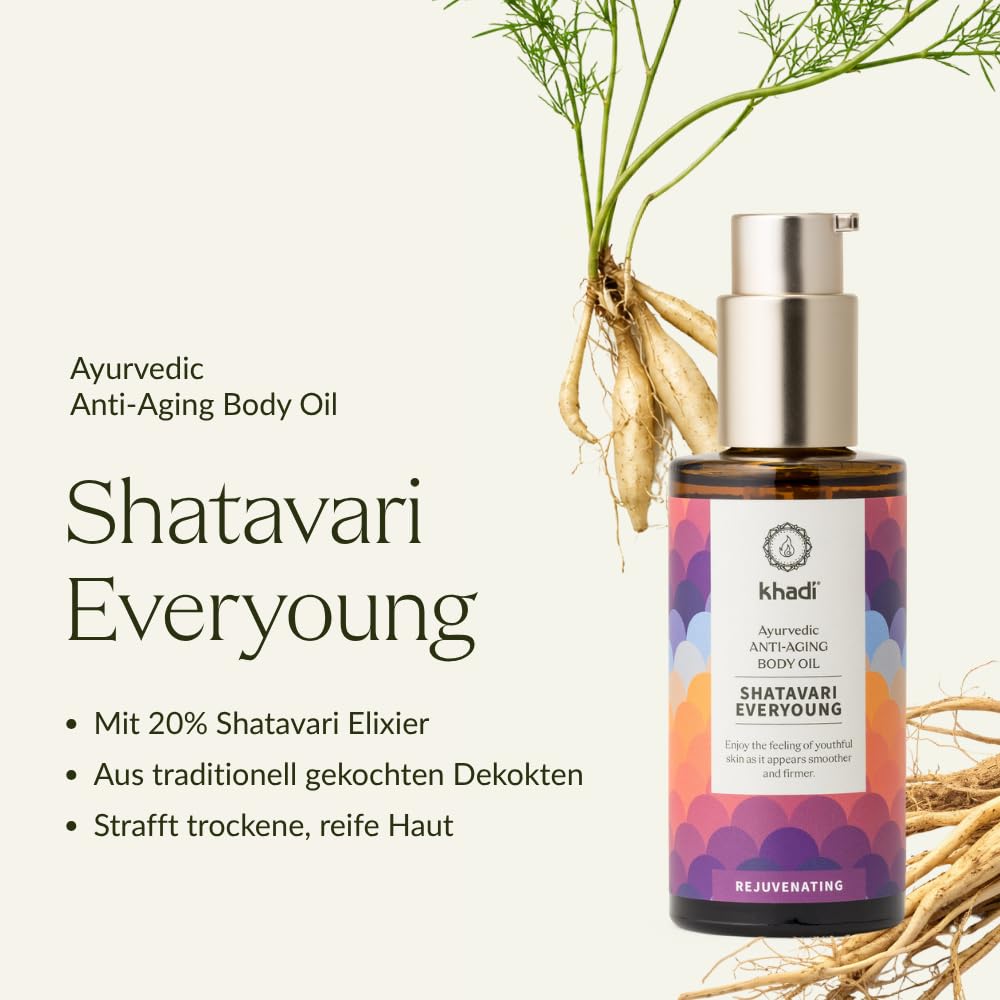 khadi SHATAVARI EVERYOUNG Ayurvedisches Elixier Skin &amp; Soul Oil, Intensives Anti-Aging-Öl, strafft,