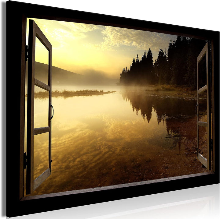 murando - Bilder Fensterblick 90x60 cm Vlies Leinwandbild 1 tlg Kunstdruck modern Wandbilder XXL Wan
