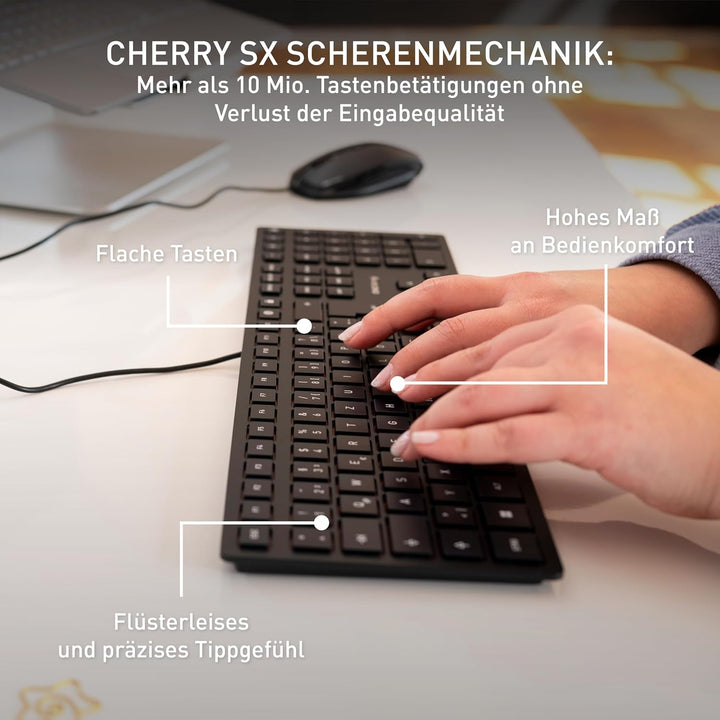 Cherry JK-1600EU-2 USB Tastatur (Englisches Tastatur-Layout) Schwarz US-Internationales Layout - QWE