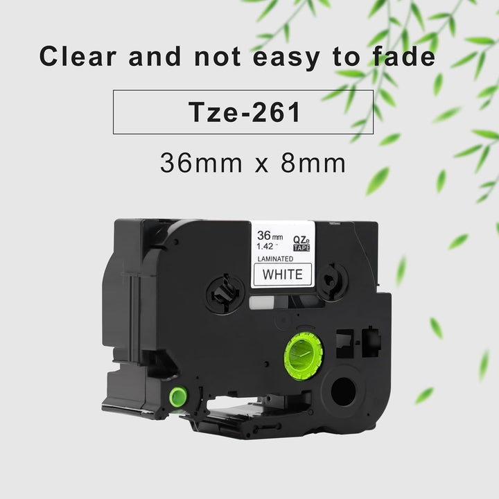 Molabel 4pack TZe-261 Black on white compatible with Brother equipment tape for Brother Pt-530, Pt-5