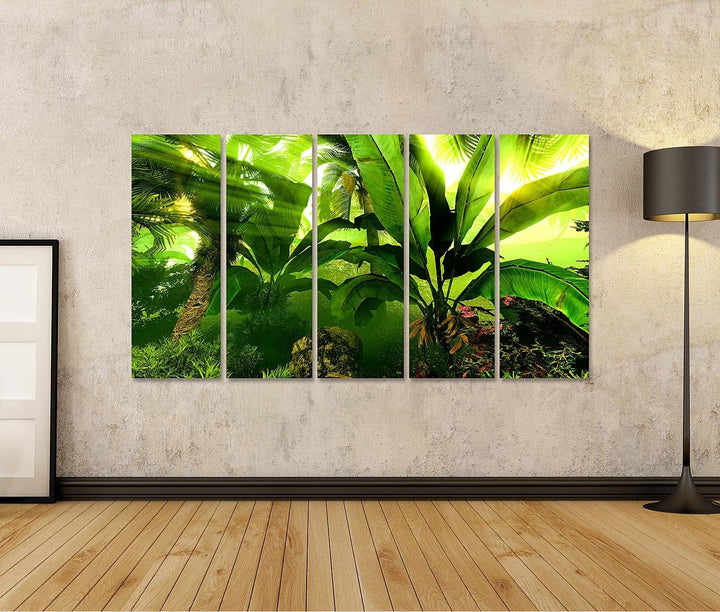 islandburner Bild auf Leinwand Morgen Nebel In Dichten Tropischen Regenwald Bilder Wandbilder Poster