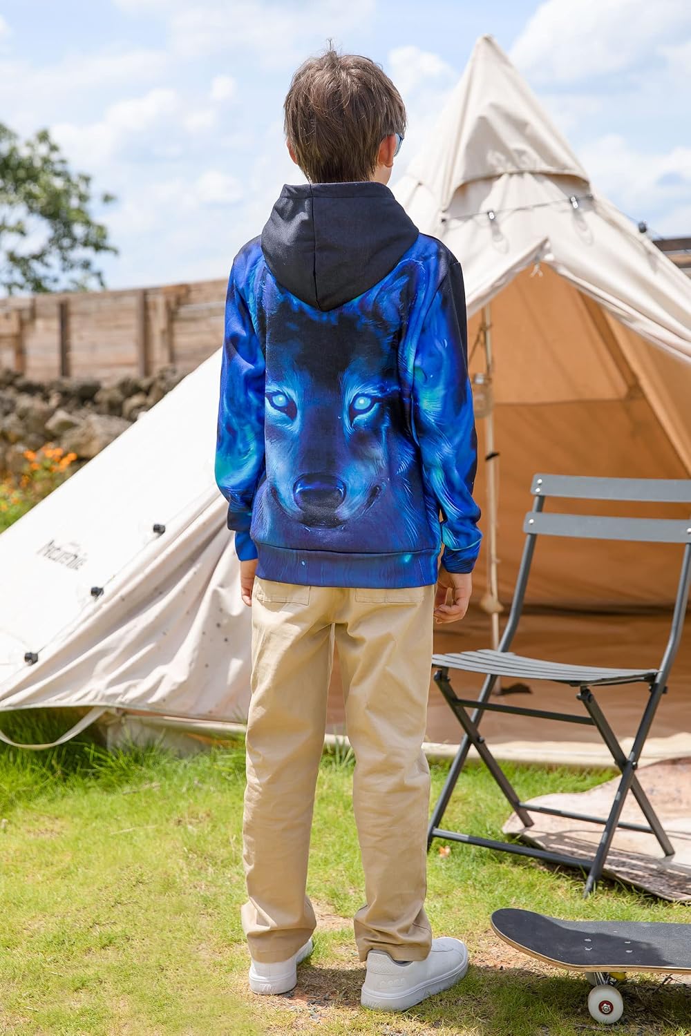 Fanient Pullover Jungen Mädchen 3D Print Fleece Hoodie Kinder Hooded Sweatshirt with Kangaroo Pocket