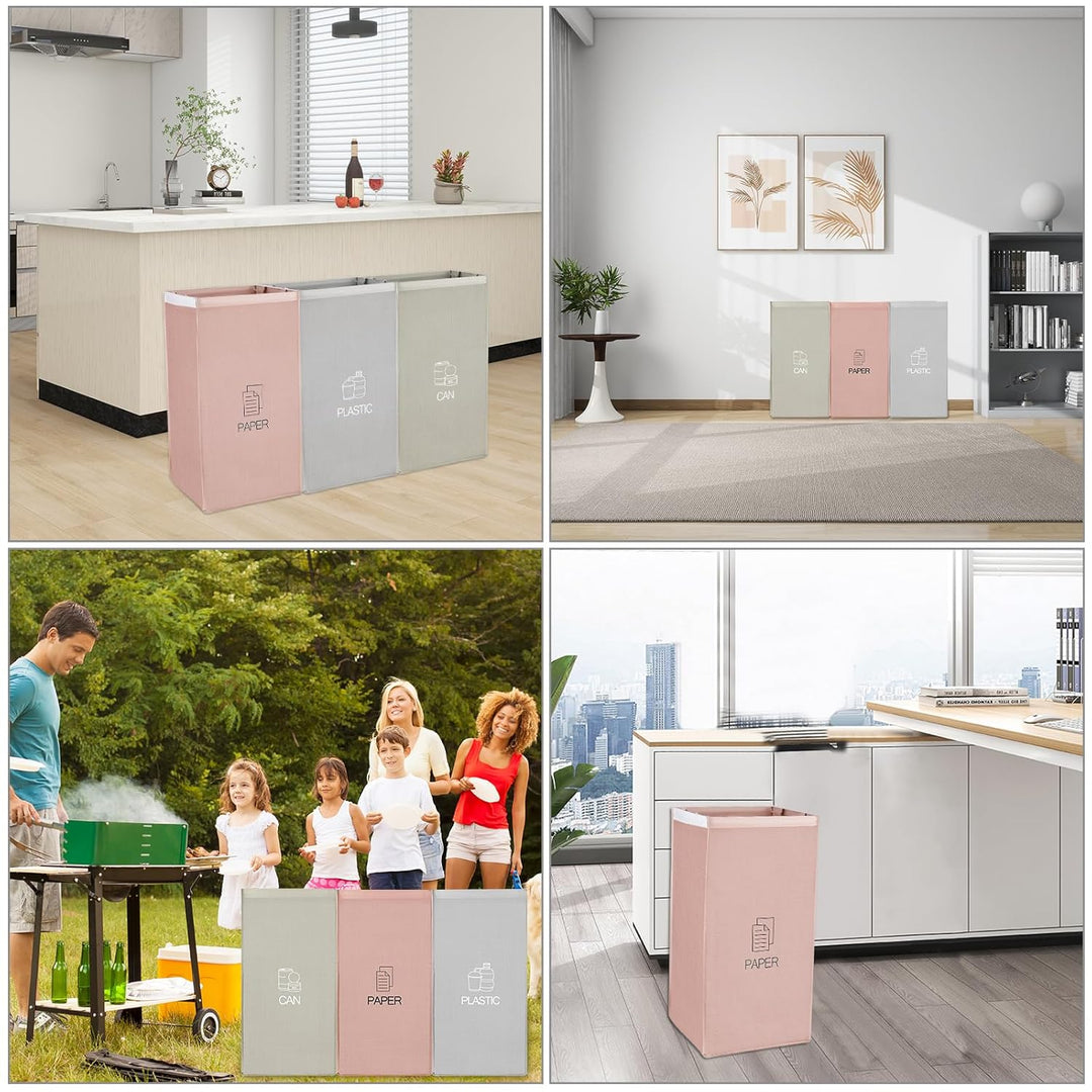 Mülltrennsystem 3fach für Papier Kunststoff und Leergut Abstellraum Ordnungssystem Recycling Mülltre