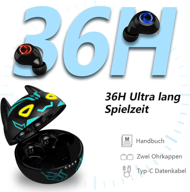 Bluetooth Headphones in Ear, Cute Headphones Wireless with Microphone and Charging Case, 32H Playtim