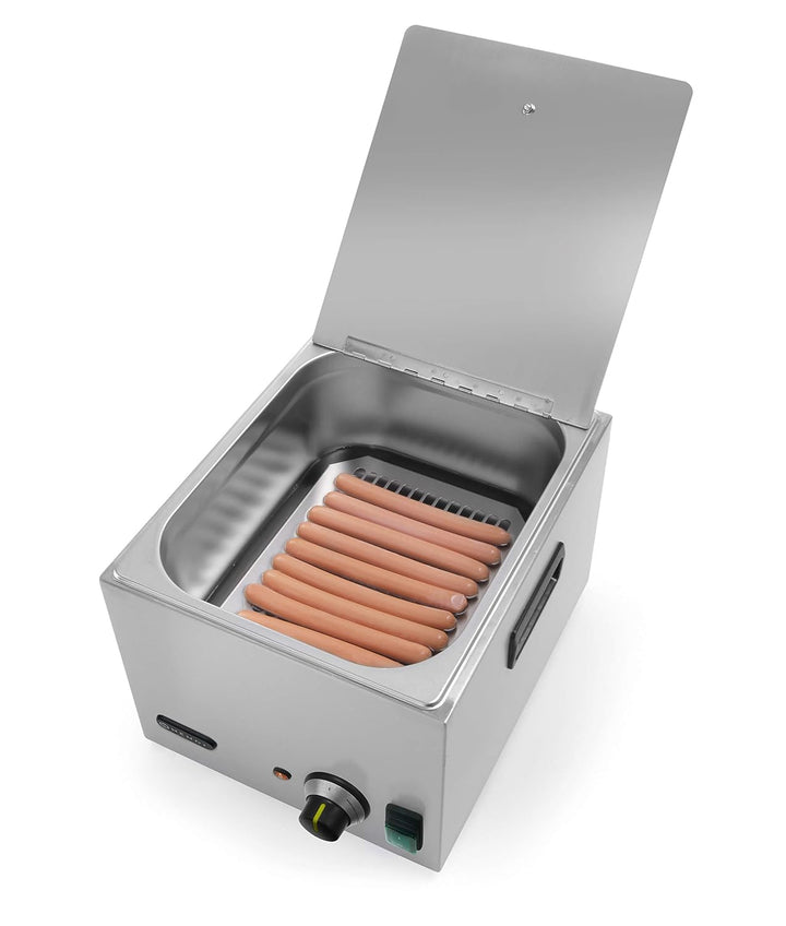 HENDI Würstchenwärmer, Elektrisch, Inhalt 10L, Regelbar bis 85°C, Praktischen Tragegriffen, 230V, 10