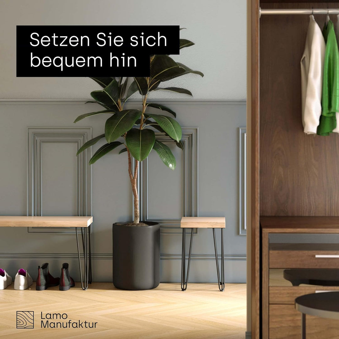 LAMO Manufaktur Hocker Beistelltisch Sitzbank 30x40x47 cm, Möbelfüsse Creative Anthrazit/Natur, LSB-