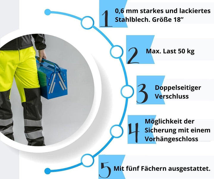 Högert Technik – Werkzeugkasten aus Metall für Werkzeug und Kleinteile - Werkzeugbox/Werkzeugkoffer