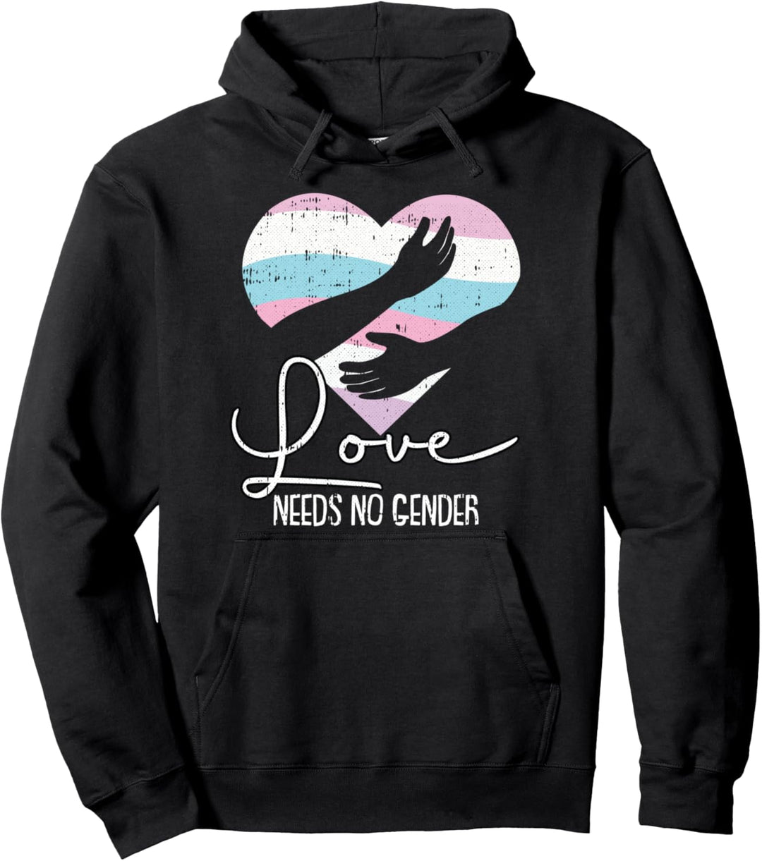 Love Needs No Gender Intersexual Pride Heart LGBT-Q Ally Pullover Hoodie