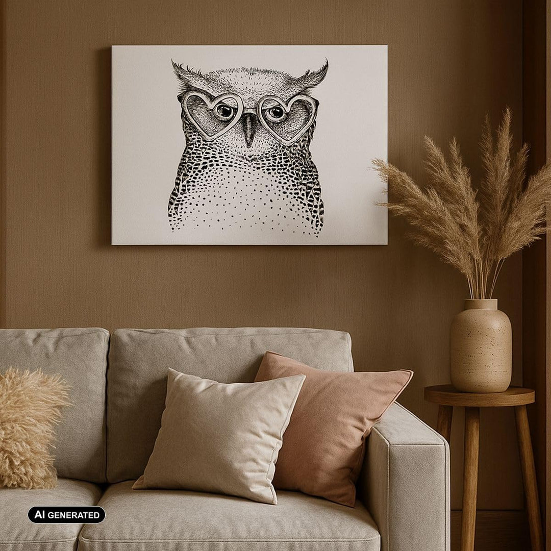 Bilder auf Leinwand 100x70cm Leinwandbild Mode Design Eule Aquarell Gross Wanddeko Bild Schlafzimmer
