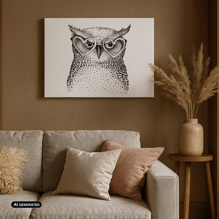 Bilder auf Leinwand Mode Design Eule Aquarell Leinwandbild 70x50cm Wandbilder Dekoration Wohnzimmer