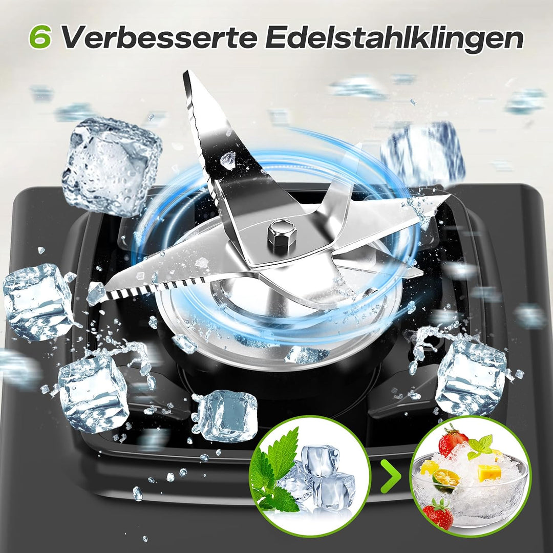 OMMO 2L Standmixer Hochleistungsmixer, Mixer Smoothie Maker Max 1800W | für Eisbrechen, Milkshakes,