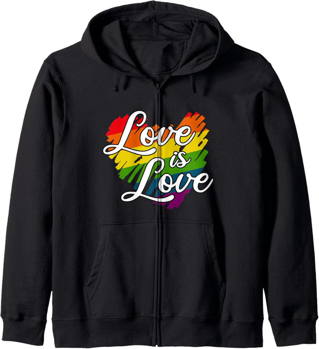 Love is Love Liebe ist Liebe Herz Regenbogenfahne Gay Pride Kapuzenjacke