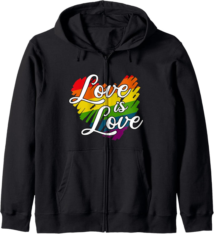 Love is Love Liebe ist Liebe Herz Regenbogenfahne Gay Pride Kapuzenjacke