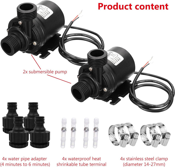 2 Pcs Dc 12v Bürstenlose Tauchwasserpumpe, Dc 12v Mini-Wasserpumpe, Brushless Tauchwasserpumpe, Bohr