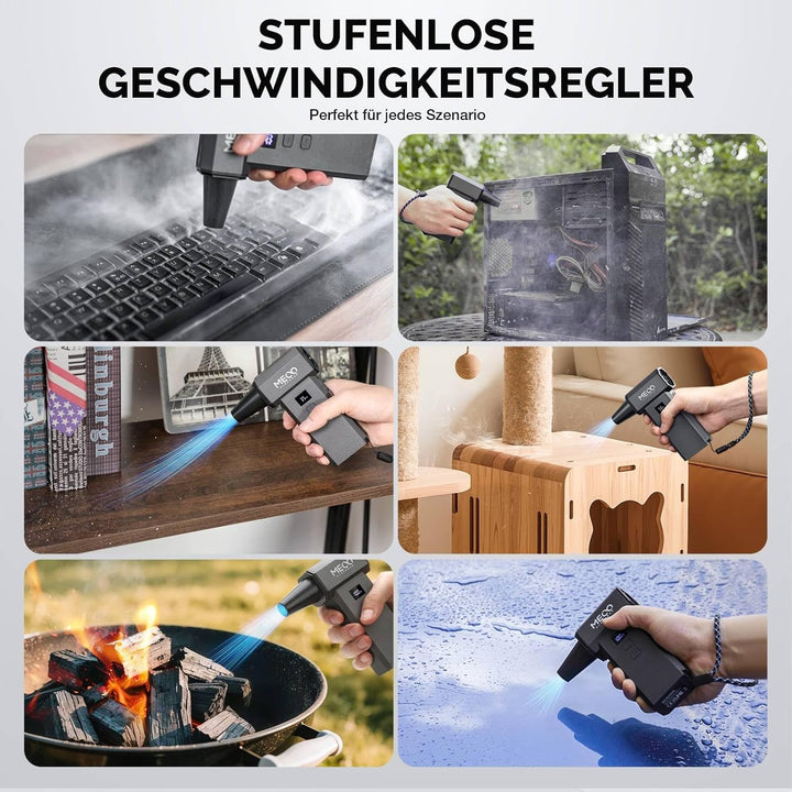 MECO ELEVERDE Elektrische Staubgebläse, 220.000 U/Min, 100-Gang mit LED-Display Akku Air Duster, Dru