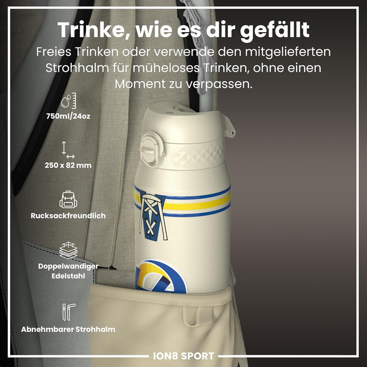 ion8 NFL Edelstahl-Trinkflasche, Auslaufsicher, Einhandöffnung, Sichere Verriegelung, Spülmaschinenf
