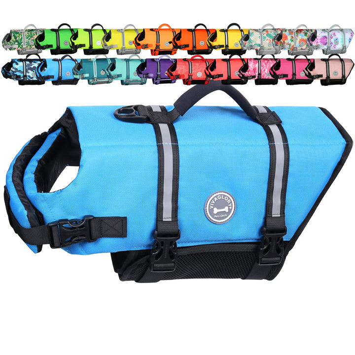 VIVAGLORY Ripstop Hunde Rettungsweste für Kleine Mittel Grosse Hunde Bootfahren, Hund Schwimmweste m