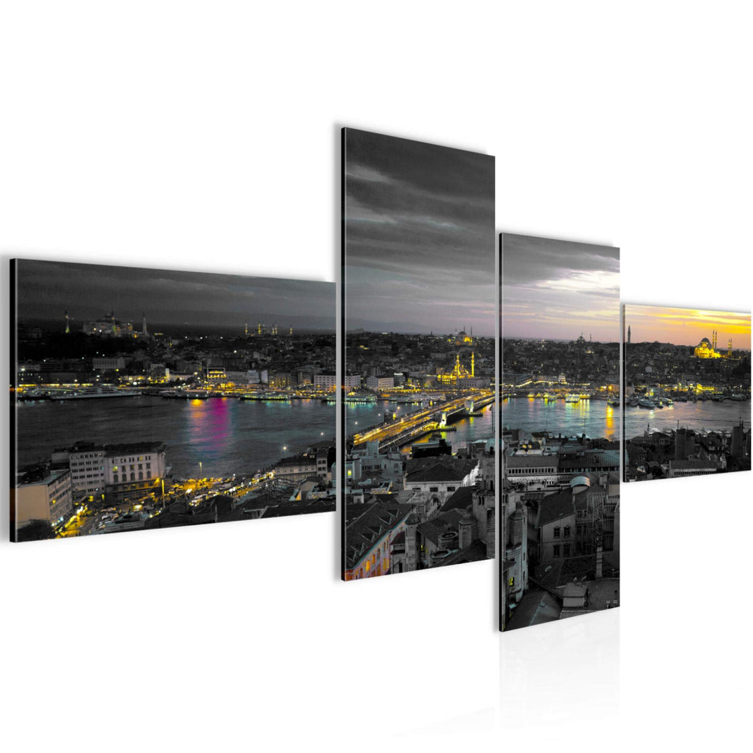 Runa Art Bild Modern Istanbul Türkei - Made in Germany - Wandbilder Stadt Skyline Schwarz 4 Teilig 6