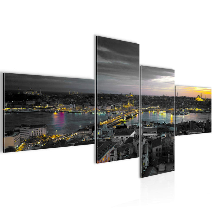 Runa Art Bild Modern Istanbul Türkei - Made in Germany - Wandbilder Stadt Skyline Schwarz 4 Teilig 6