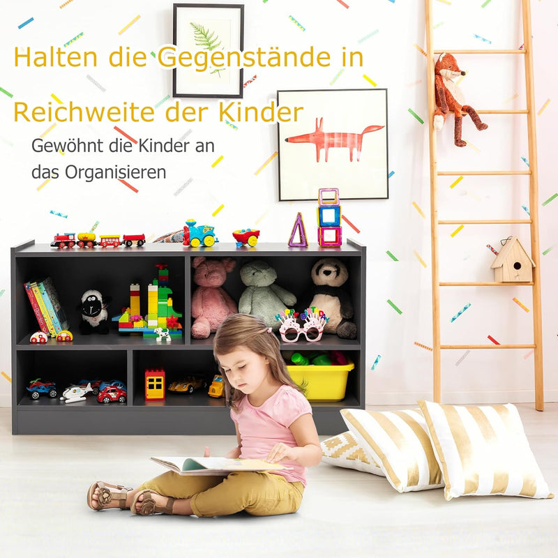 COSTWAY Kinder Spielzeugschrank Holz, Spielzeugregal mit 2 grossen Fächern und 3 kleinen Fächern, of