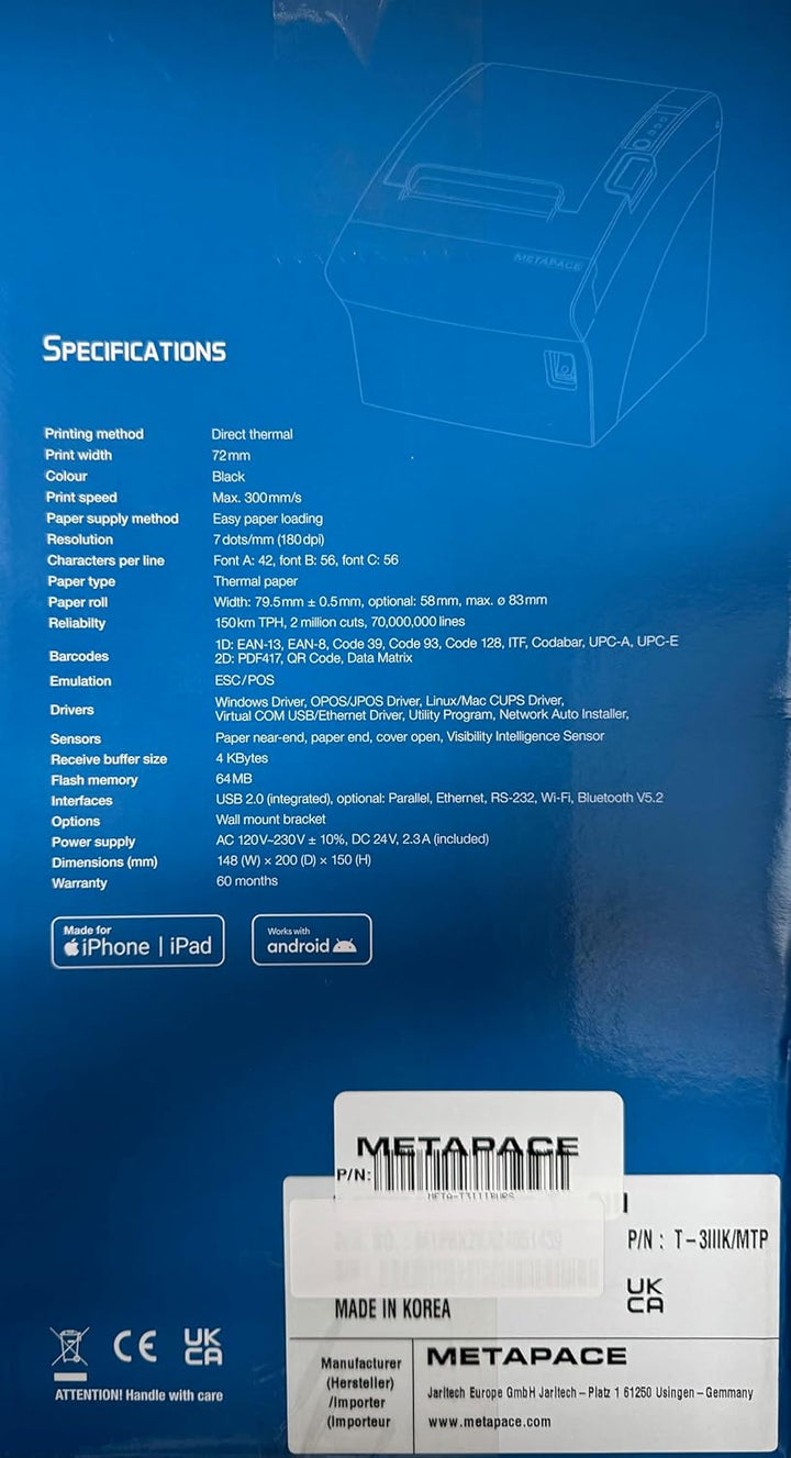 Metapace T-3, USB, RS232, Cutter, schwarz (META-T3IIURS)