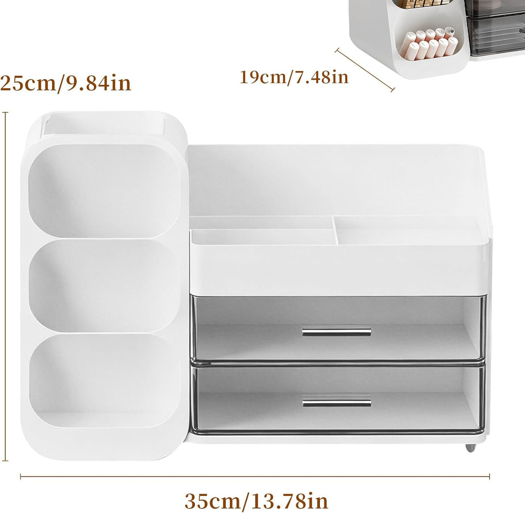 Make Up Organizer, Schminktisch Organizer mit Schubladen, 3-In-1 Aufbewahrungsbox Grosse für Makeup