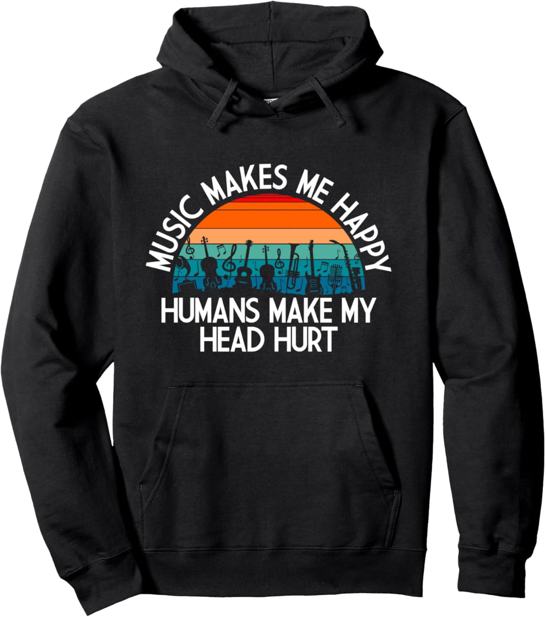 Musik macht mich glücklich Lustiger Musiker Retro Pullover Hoodie