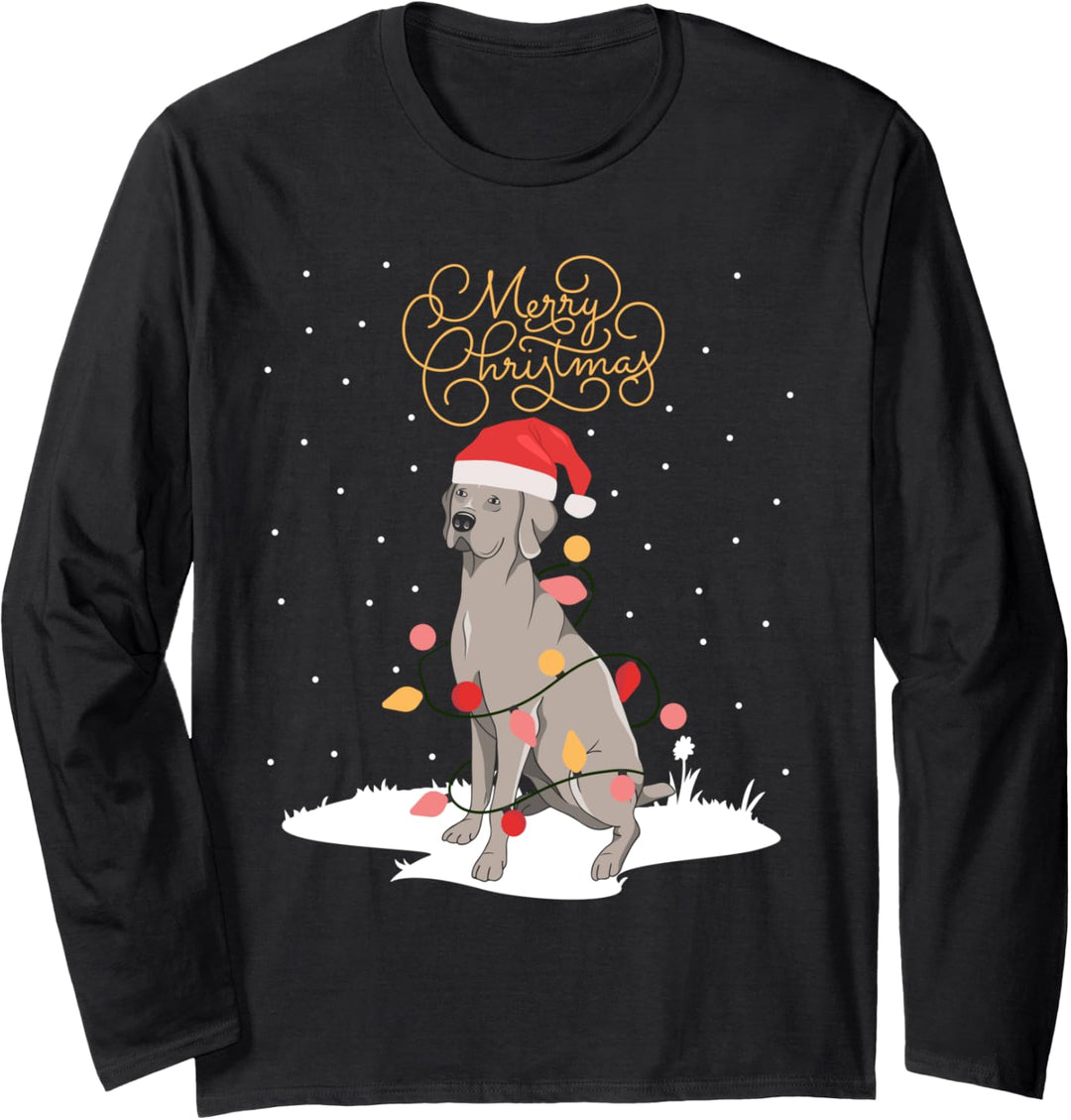 Weimaraner Merry Christmas Xmas Weimaraner Weihnachts Langarmshirt