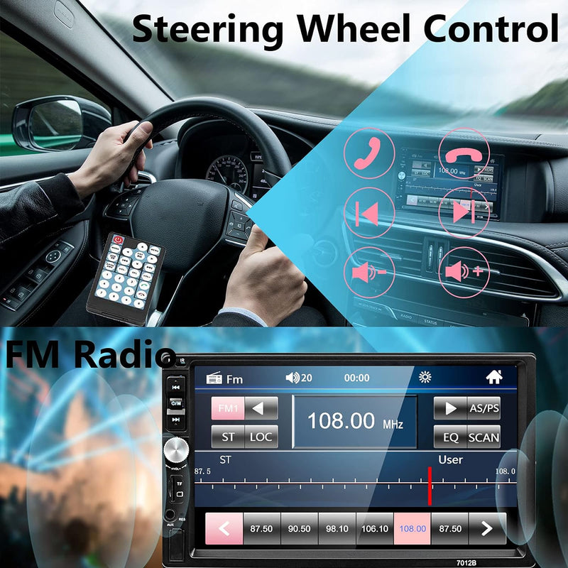 Autoradio 2 Din - Auto Stereo Bluetooth mit 7 Zoll Touchscreen, Multimedia Player Auto mit Rückfahrk