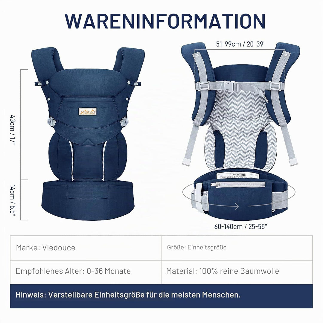 Viedouce Babytrage Neugeborene ab Geburt, Ergonomische Baby Trage Baumwolle Tragegurt mit Kopstütze