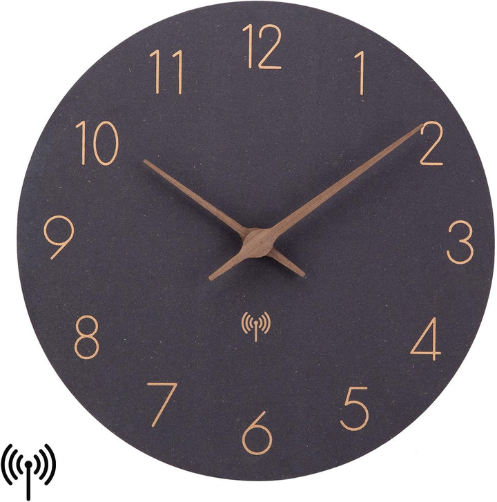 MDF Holz Funkuhr Wanduhr Ohne TickgeräUsche Lautlos 30cm Quarz Batterie Gross Wanduhren Einfach zu L