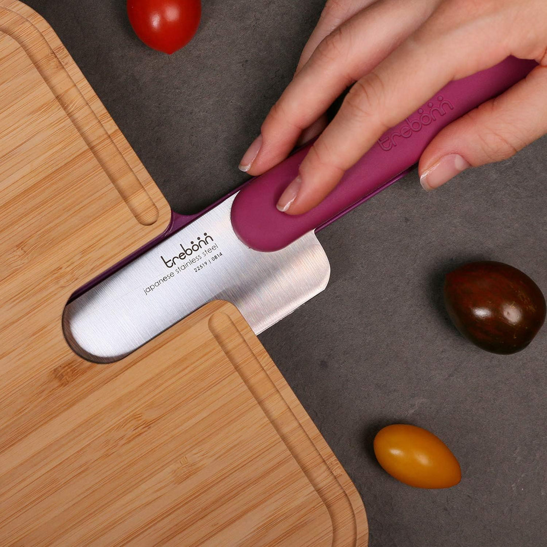 Trebonn - Artù Integrated Knife Chef Schneidebrett aus Bambus mit integriertem Chef-Messer, 43 x 24