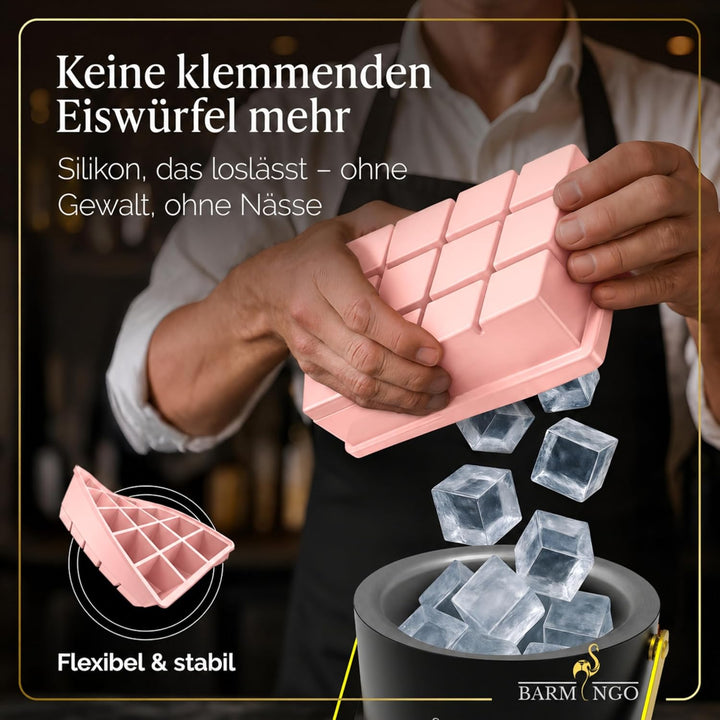 Silikon Eiswürfelform mit Deckel (3er Set) – BPA-freie Eiswürfelform gross/XXL | Grosse Eiswürfel Fo