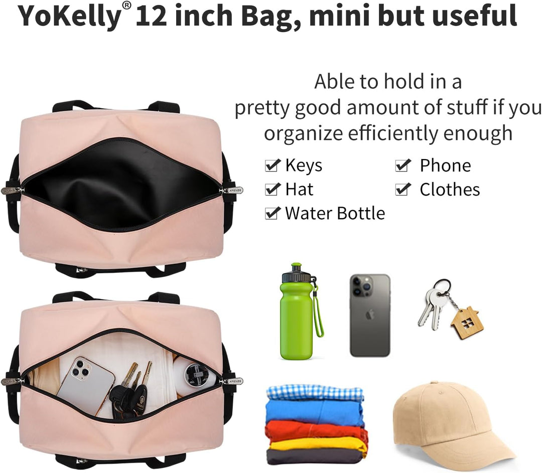 Sporttasche klein, Reisetasche 12L Mini Handgepäck Tasche für Weekender, Fitnesstasche 30x20x25cm-Ro