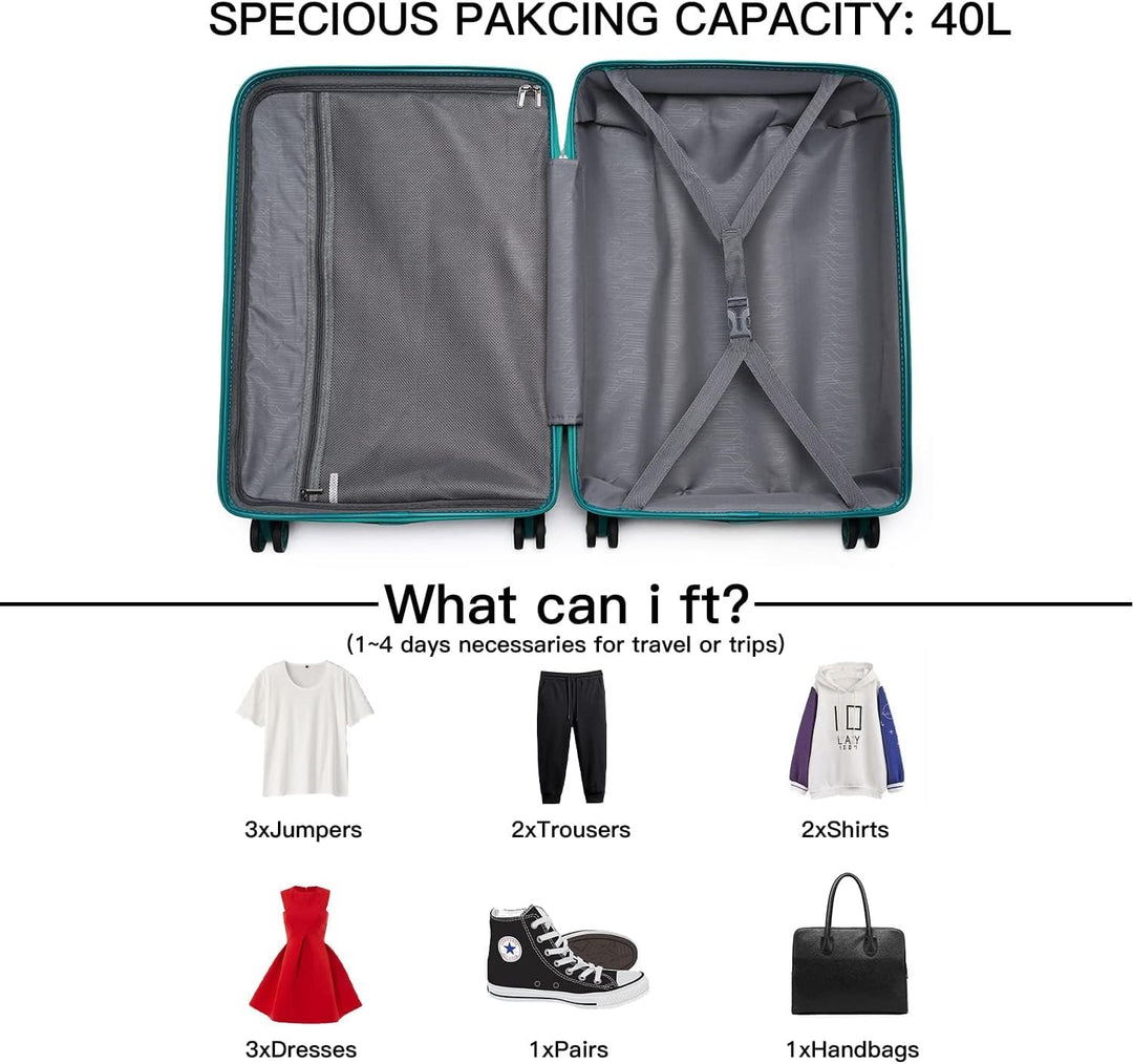 KONO Koffer Trolleys Reisekoffer mit TSA Schloss M (55cm Handgepäck) Türkis Grün, M (55cm Handgepäck