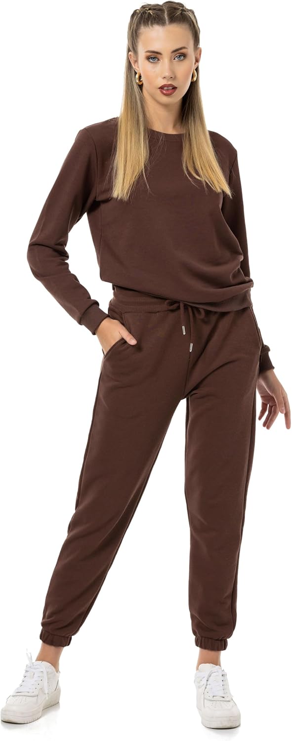 Red Bridge Damen Freizeitanzug Jogginganzug Hose Sweatshirt Premium Basic, XS Braun