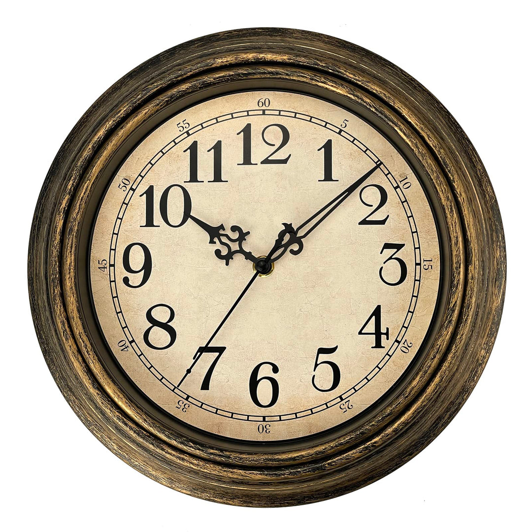 Plumeet Wanduhr Klassisch 25cm Ruhige Retro Wanduhr ohne Tickgeräusche für Wohnzimmer - Schlafzimmer
