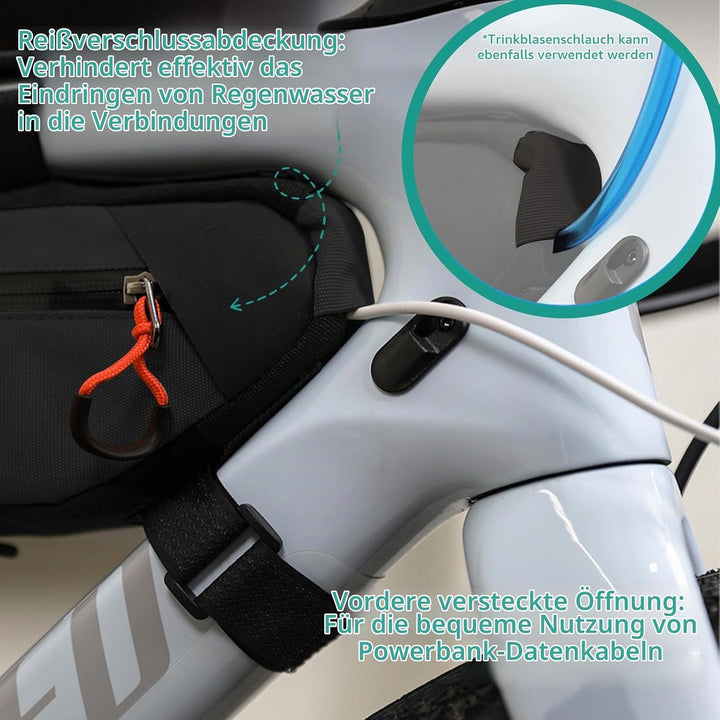 ENJOHOS Rahmentasche Fahrrad 2.1L Rohrtasche Triangeltasche Fahrradtasche Rahmen Unterrohrtasche Dre