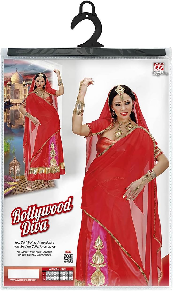 W WIDMANN MILANO Party Fashion - Kostüm Bollywood Diva, Sari, Märchen, Tänzerin, Faschingskostüme, S