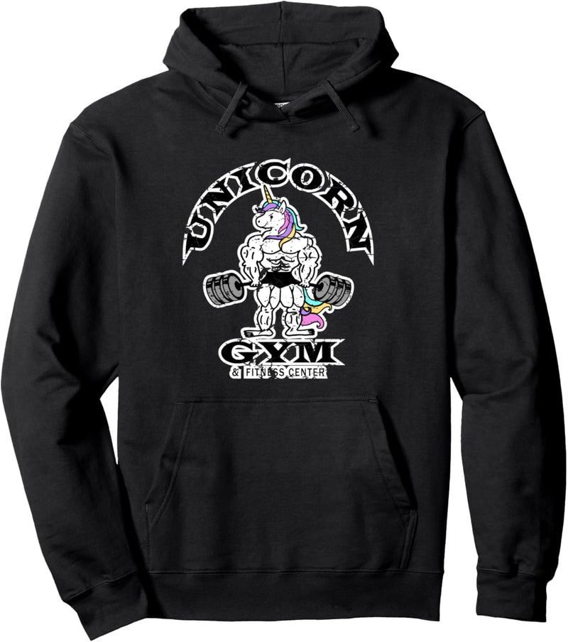 Unicorn Gym Used-Look Workout Gym Old School Bodybuilding Pullover Hoodie