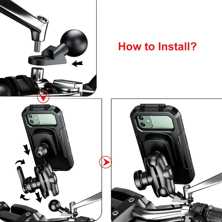 iMESTOU wasserdichte Motorrad Telefonhalterung Bike 1" Ball Handy Halterung für Rückspiegel Installa