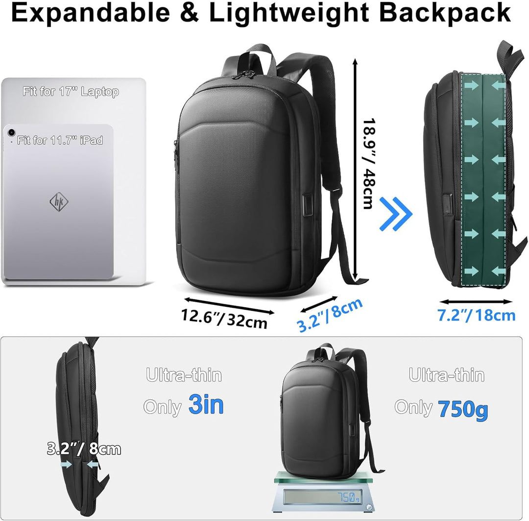 Rucksack Herren Wasserdicht Laptop Rucksack 17 zoll Business Rucksack Gross mit USB-Anschluss Backpa