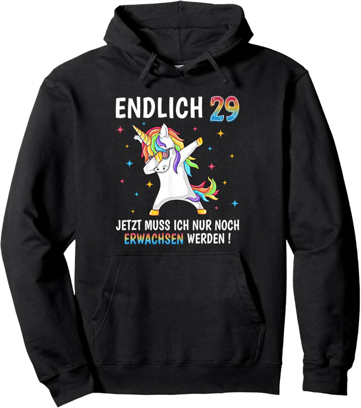 29 Geburtstag Damen Herren Party Outfit Lustiges Einhorn Pullover Hoodie